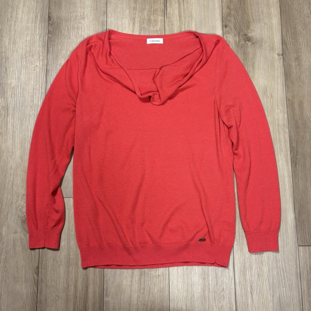 Calvin Klein Jeans Dark Pink Drapey Neck Cowl Pullover Sweater Size‎ Large Knit